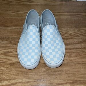 Blue and white checkered VANS